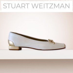 STUART WEITZMAN White + Gold Flats (Narrow)